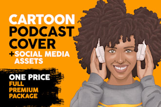 design stunning cartoon style podcast cover art