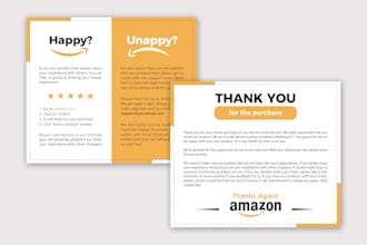 design thank you card, business card, or product insert