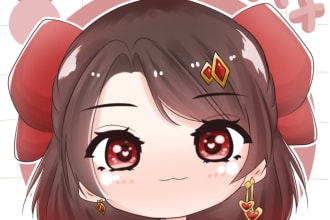 create cute 4 expressions chibi anime icon for you in 24 hours