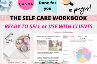 design self care workbook ebook for life coaches, canva editable ebook