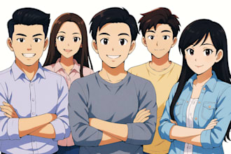 draw art commission group anime portrait from photo