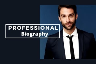 write author bio, about me or us, biography and brand page