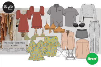 create professional fashion technical sketch and tech packs