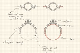 do a quick jewelry design concept sketch