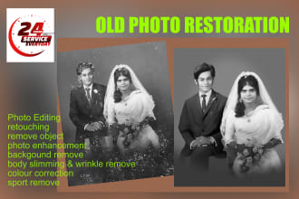 old photo   restoration, damage photo retouch