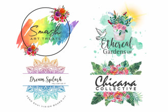 do feminine floral fashion beauty boho watercolor signature logo design