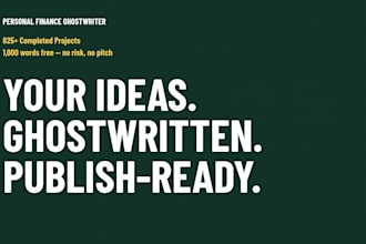 ghostwrite or write book and ebooks on personal finance, investing and budgeting