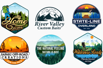 design logo or sticker about travel, adventure, outdoor, nature, camp