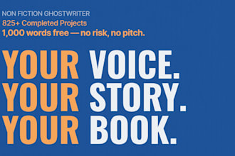 be your ghostwriter or writer for non fiction book and ebook