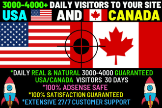 send USA, canada targeted web traffic for 30 days