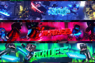 make epic minecraft youtube banner with fast delivery