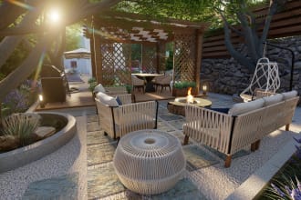 design your garden, backyard, patio, terrace and pool area