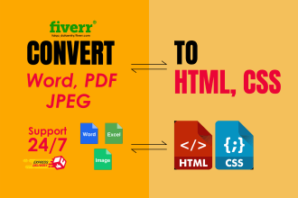 convert pdf, word doc to HTML in just 24 hours