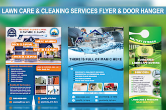 design pressure washing, lawn care flyer and door hanger