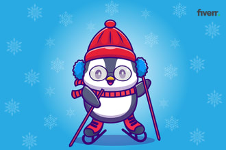 draw cute cartoon animal character or mascot logo