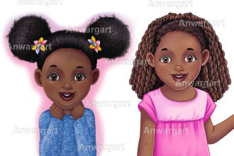 illustrate african american childrens books and characters in cartoon style