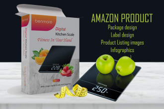 design product packing for amazon, labeling with complete branding package
