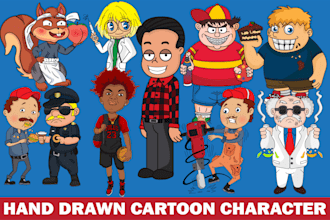 hand drawn and custom cartoon for you fast and cheap