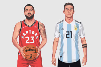 draw sports portrait illustration or poster in vector art