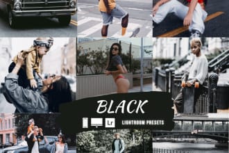 trendy black lightroom mobile desktop presets