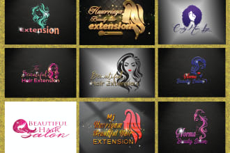 design beautiful hair extension and hair salon logo
