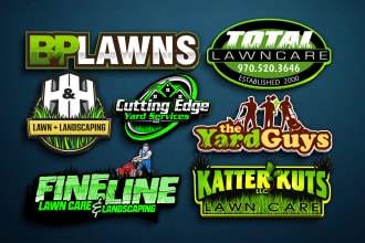 make awesome lawn care and landscaping logo