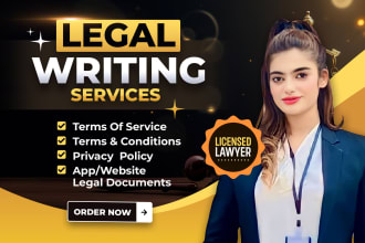 be your lawyer for legal agreements, contract, terms and conditions, mou or nda