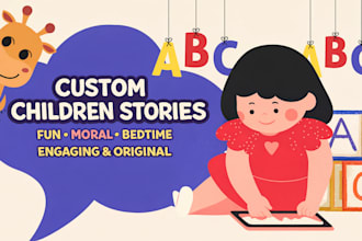 write custom children story with moral, bedtime or storybook
