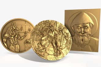 sculpt printable coin 3d model,based on your reference
