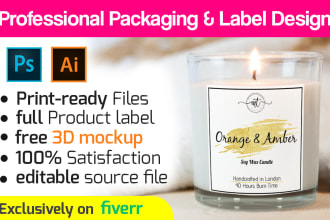 do custom candle label design or candle packaging design, candle logo design