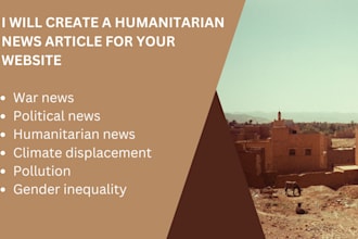 write humanitarian news articles for your website