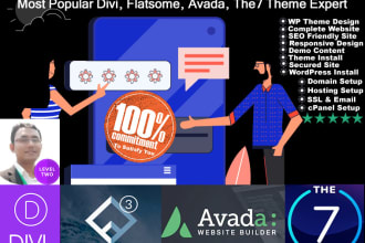 create your wordpress website by wp divi, flatsome, the 7, avada theme