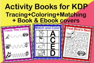 illustrate kids activity book coloring handwriting workbook for KDP and etsy