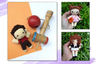 make amigurumi doll from anime figure, oc, game, ilustration