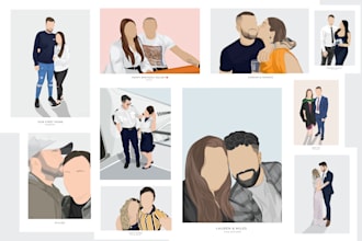 draw modern faceless portraits for you