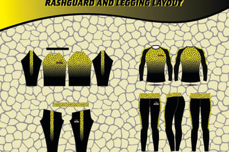 make design of soccer, basketball,rash guard and legging with layout