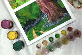 paint a scene you want with gouache or digital