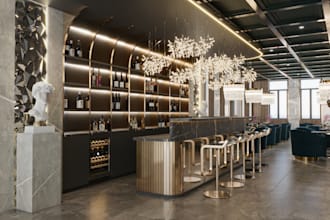 create stunning 3d interior renderings for booths, offices, gyms, cafes and bars