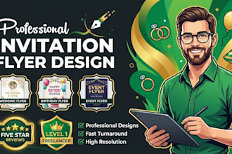 design a professional invitation flyer for wedding birthday and event