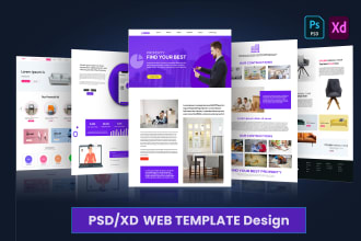 design responsive photoshop PSD, xd web template or website