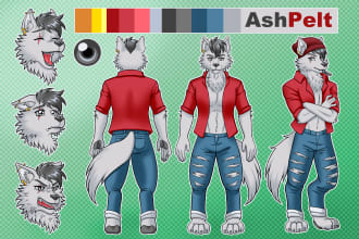 draw reference sheet card of your character desing