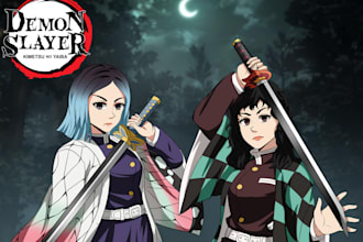 draw you in kimetsu no yaiba or demon slayer anime style