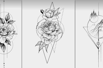 Hot Deals!  design geometric and minimal tattoos for you