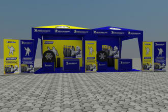 rendering 3d booth exhibition outdoor