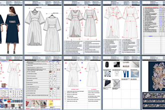 do advance fashion tech pack, sewing pattern, grading, print