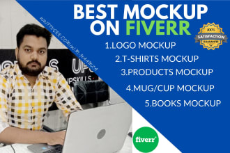 create a mockup of your logo shirt cup and your product