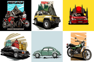 draw any motorcycle and car in high resolution