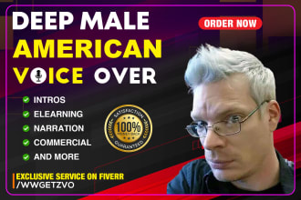 record a deep american male voice over
