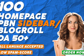 do 100 SEO backlinks sidebar homepage blogroll footer
