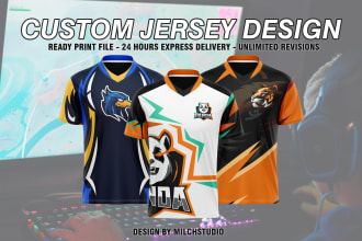 design custom jersey for esport, sport, etc in 24 hours